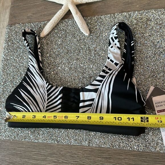 ATHLETA Adriata swim bikini top‎ XXS NEW BLACK WHITE PALM - Picture 3 of 6